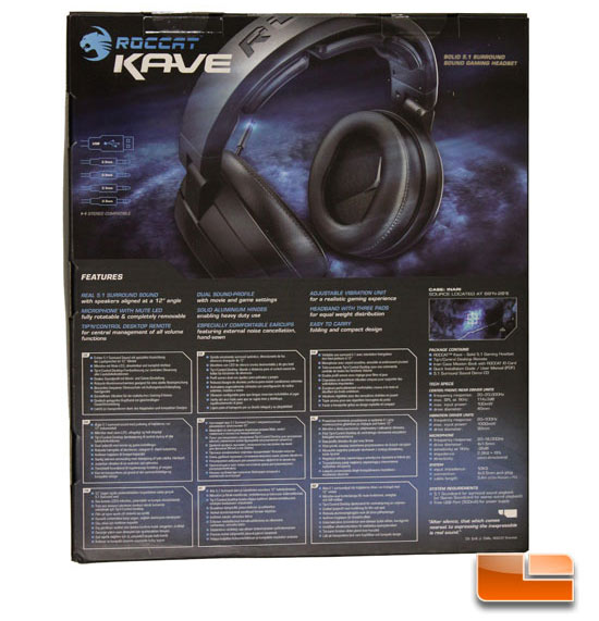 Roccat Kave gaming headphones box back