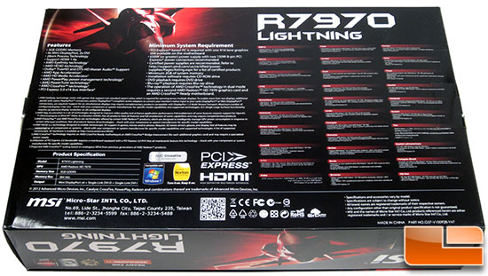MSI R7970 Lighting Video Card Retail Box Back