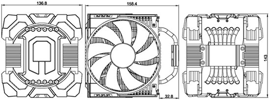 Thermaltake Frio OCK HSF Dimensions