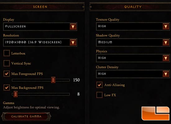 Diablo III Image Quality Settings