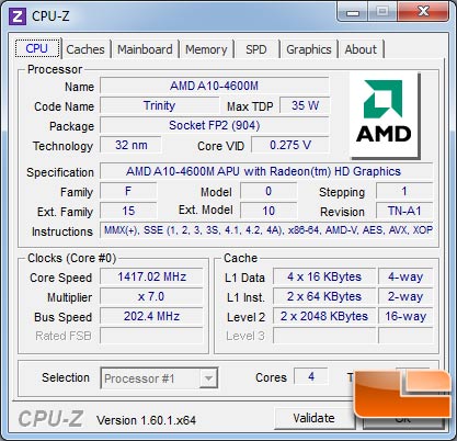AMD A10-4600M Idle