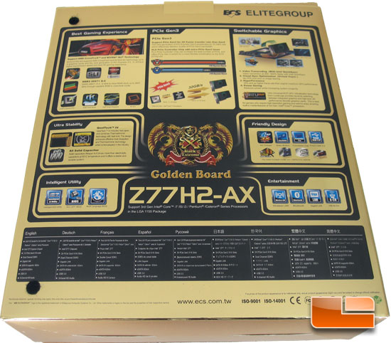 ECS Z77H2-AX Golden Intel Z77 Motherboard Retail Box and Bundle