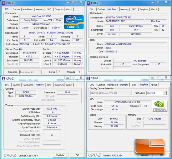 Core i5 2500k Test Specs