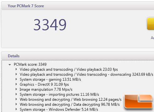 PCMark 7 Benchmark Results