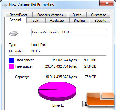 Corsair Accelerator 30GB Free Space