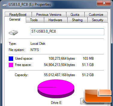 Super Talent Express RC8 50GB USB 3.0 Properties