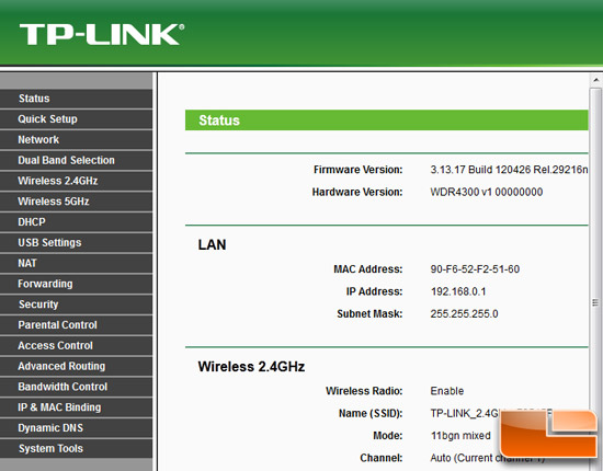 TP-Link N750 GUI