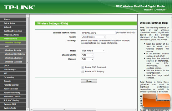 TP-Link N750 GUI