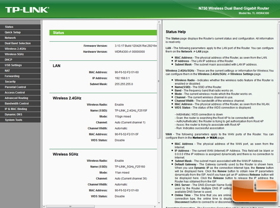 TP-Link N750 GUI