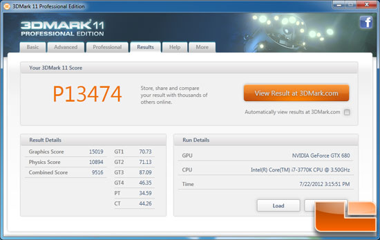 Futuremark 3DMark 11 Benchmark Results