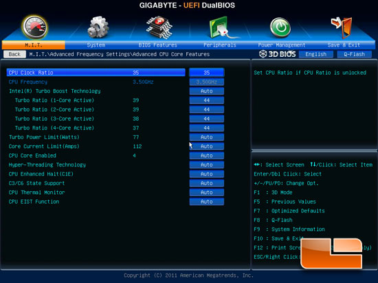 GIGABYTE Z77-DS3H Overclocking 3D BIOS Settings