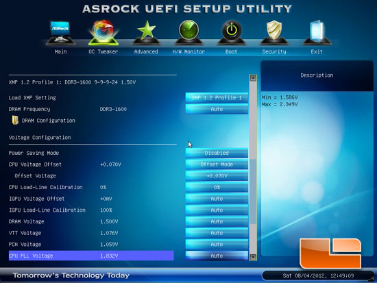 ASRock Z77 Pro3 Overclocking Settings