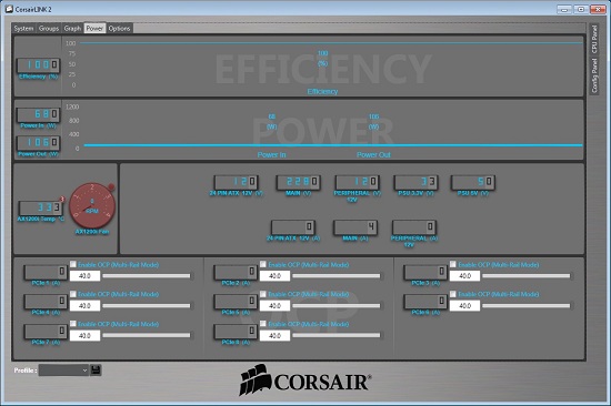 Corsair Link Software, monitoring page