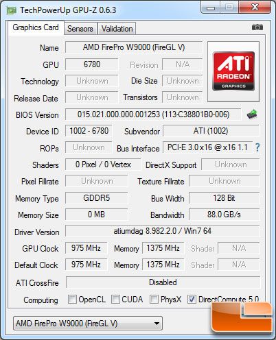 AMD FirePro W9000 GPU-Z