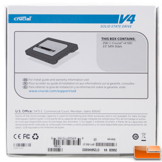 Crucial V4 256GB Box Rear