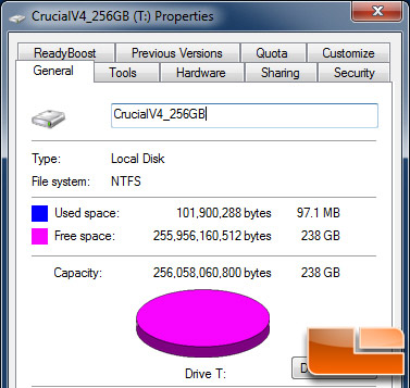 Crucial V4 256GB Properties