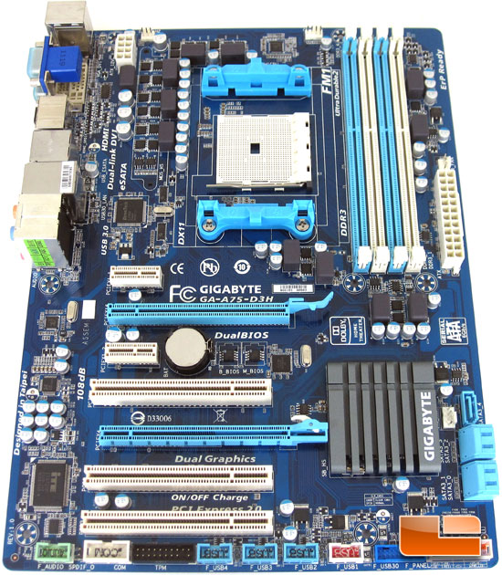 GIGABYTE GA-A75-D3H Socket FM1 Motherboard Layout