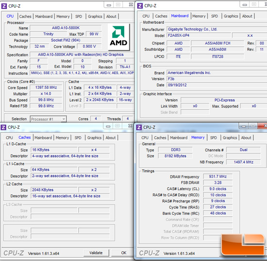 AMD A85 Test Settings