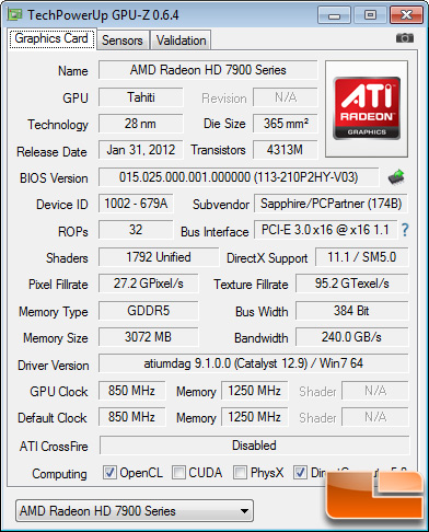 Sapphire HD7950 Vapor-X Video Card Back