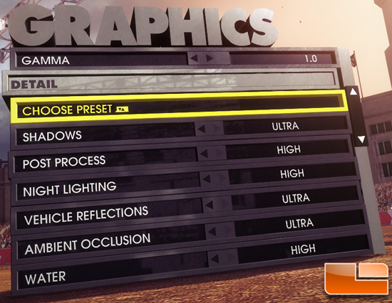 Dirt Showdown Settings Dirt Showdown Settings