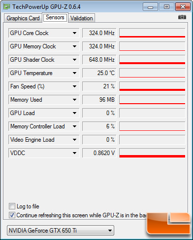 EVGA GeForce GTX 650 Ti 1GB Superclocked GPU-Z