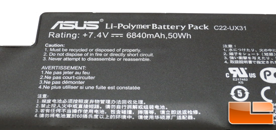 ASUS ZENBOOK UX31E Battery Removal