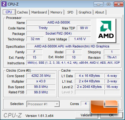 AMD A8-5600K CPUz 4300MHz