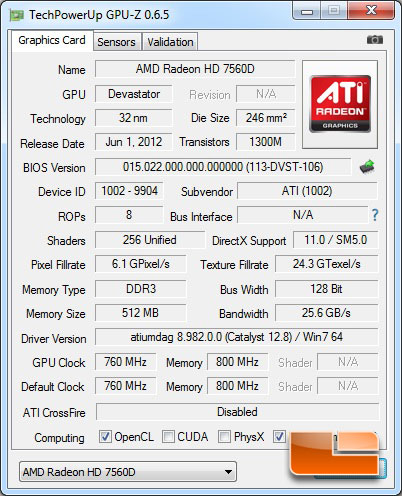 AMD A8-5600K Trinity APU GPUz