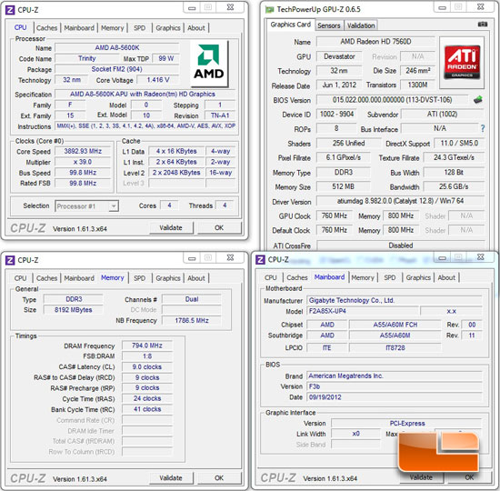 AMD A85 Test Settings