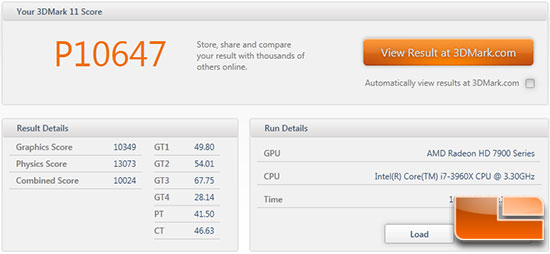 ASUS HD7970 Matrix 3DMark11 Stock