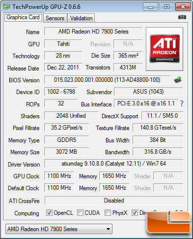ASUS HD 7970 Matrix Platinum 3GB GPU-Z