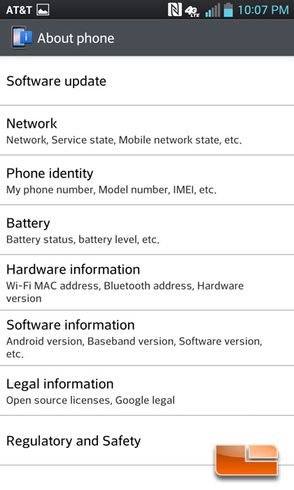 LG Optimus G Software & OS