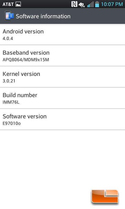 LG Optimus G Software & OS