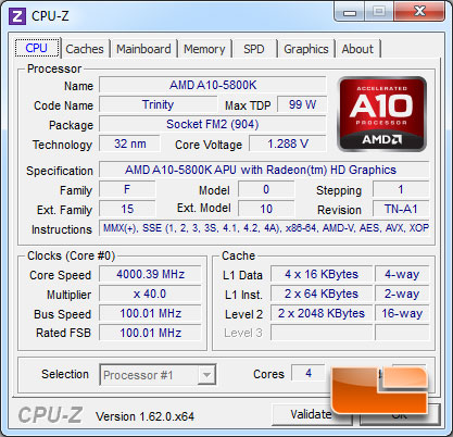 ASUS F2A85-V Pro A10-5800K CPUz