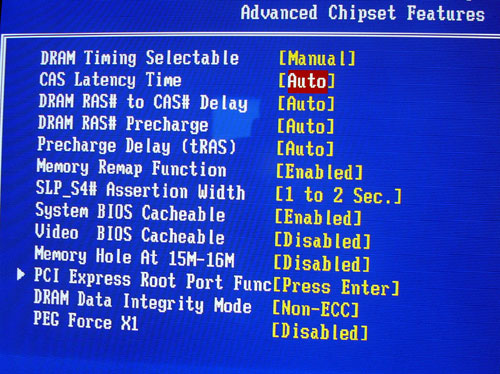 Advanced Chipset Screen