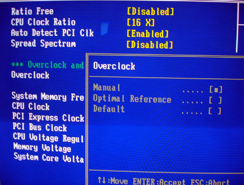 overclock screen