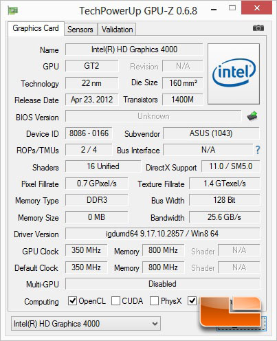 ASUS S500C CPUz & Windows Experience Index