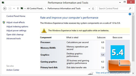 ASUS S500C CPUz & Windows Experience Index