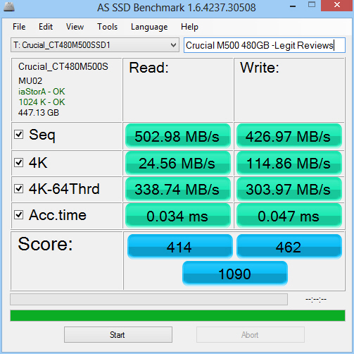 Crucial M500 480GB AS-SSD