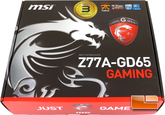 MSI Z77A-GD65 Gaming Series Motherboard Retail Packaging