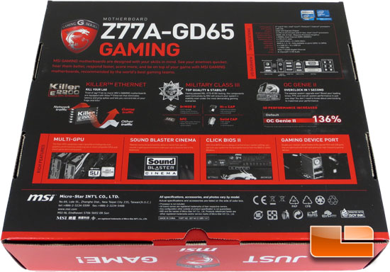 MSI Z77A-GD65 Gaming Series Motherboard Retail Packaging