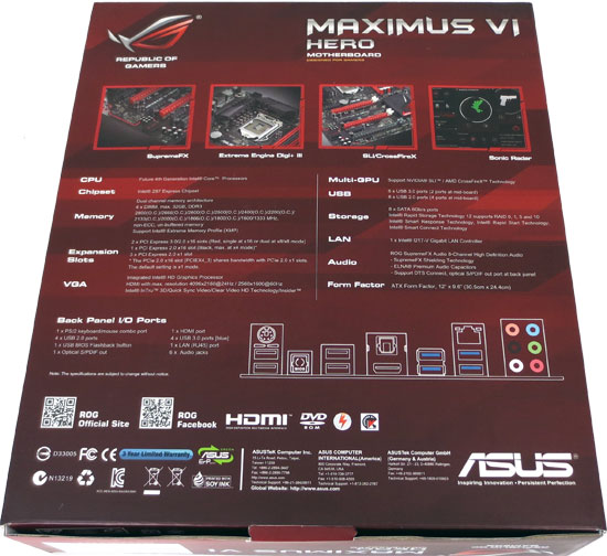 ASUS Republic of Gamers Maximus VI Hero Intel Z87 Motherboard Retail Packaging
