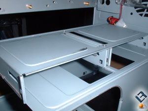 The internal hard drive bays