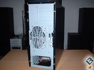 Rear panel of the Aerocool Masstige case.