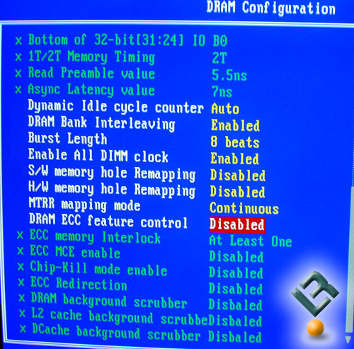 DRAM Configuration Screen