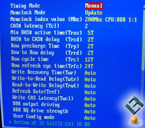 DRAM Configuration Screen