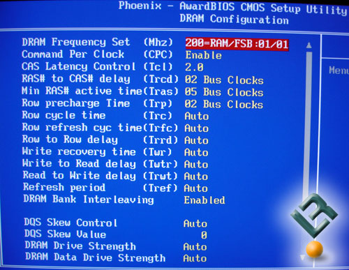 DRAM Configuration Screen