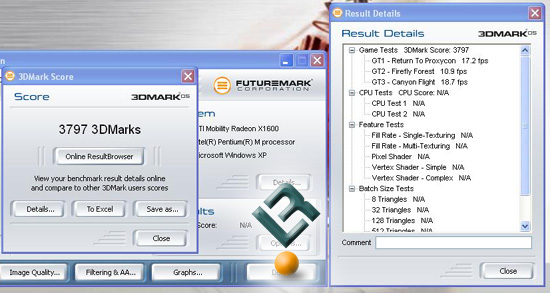 ATI Mobility X1600 3DMark2005 Benchmarking