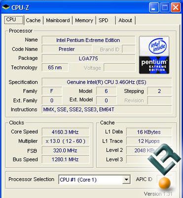 Default Voltages and a 20% overclock on the Intel 955