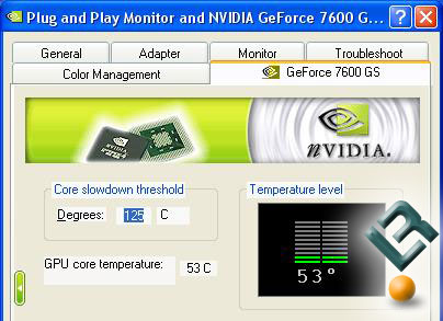 nVidia GeForce 7600 GS Idle Temperatures